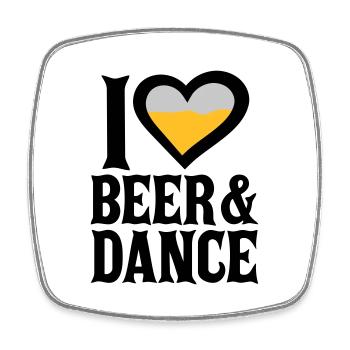 Love Beer and Dance - Square fridge magnet - white - Front