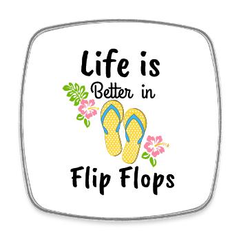 Das Leben ist besser in Flip-Flops - Viereckiger Kühlschrankmagnet - Weiß - Vorne