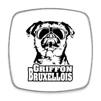 GRIFFON BRUXELLOIS cool Sonnenbrille Hunde Hund - Viereckiger Kühlschrankmagnet - Weiß - Vorne