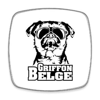GRIFFON BELGE cool Sonnenbrille Hunde Hund - Viereckiger Kühlschrankmagnet - Weiß - Vorne