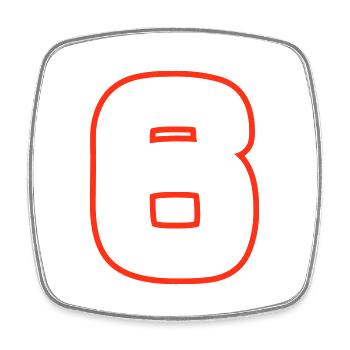 6 Zahl symbol - Viereckiger Kühlschrankmagnet - Weiß - Vorne