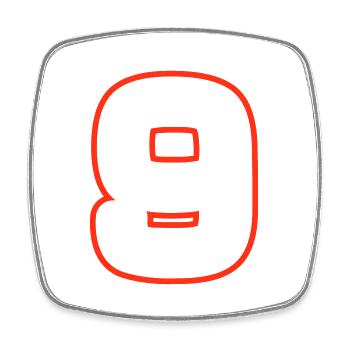 9 Zahl symbol - Viereckiger Kühlschrankmagnet - Weiß - Vorne