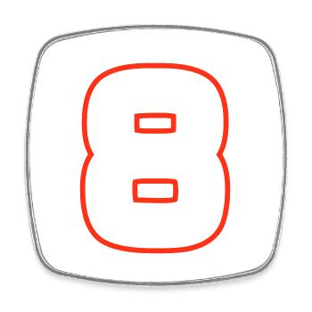 8 Zahl symbol - Viereckiger Kühlschrankmagnet - Weiß - Vorne