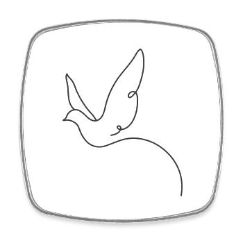 Vogel - Viereckiger Kühlschrankmagnet - Weiß - Vorne