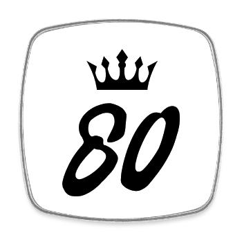 80 Zahl Krone - Viereckiger Kühlschrankmagnet - Weiß - Vorne