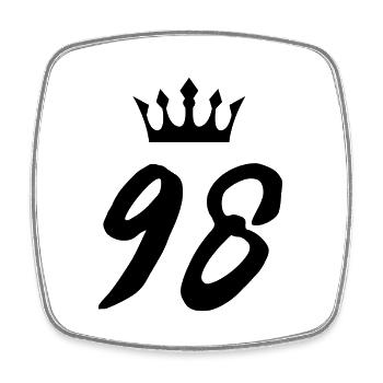 98 Number crown - Square fridge magnet - white - Front