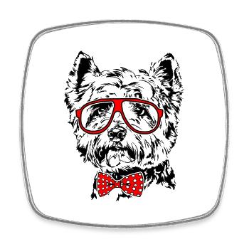 Funny WESTIE Glasses Dog Wilsigns - Square fridge magnet - white - Front