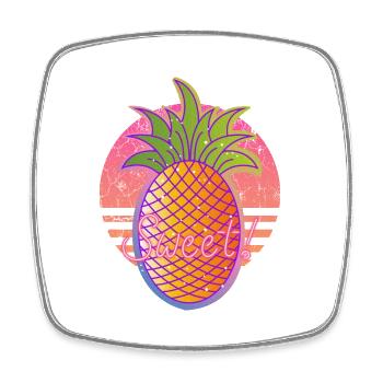 Sweet Ananas Retro - Viereckiger Kühlschrankmagnet - Weiß - Vorne