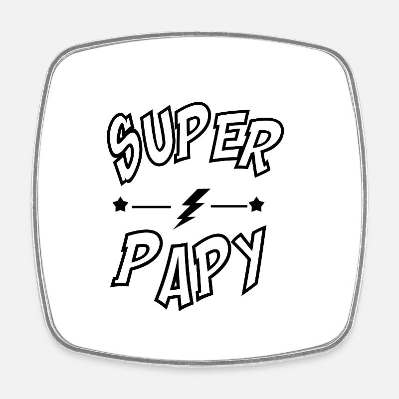 Super Papy - Magnet carré - blanc