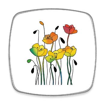 Fleur - Magnet carré - blanc - Devant