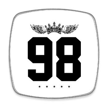 98 Number crown - Square fridge magnet - white - Front