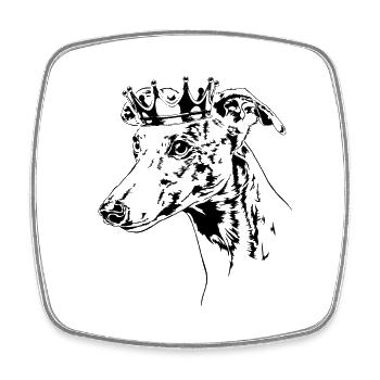 WHIPPET Krone Hund Hunde Wilsigns - Viereckiger Kühlschrankmagnet - Weiß - Vorne