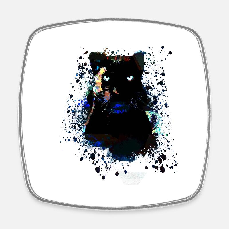 panthère noire, panthère, chat, emo, punk, graffiti - Magnet carré - blanc