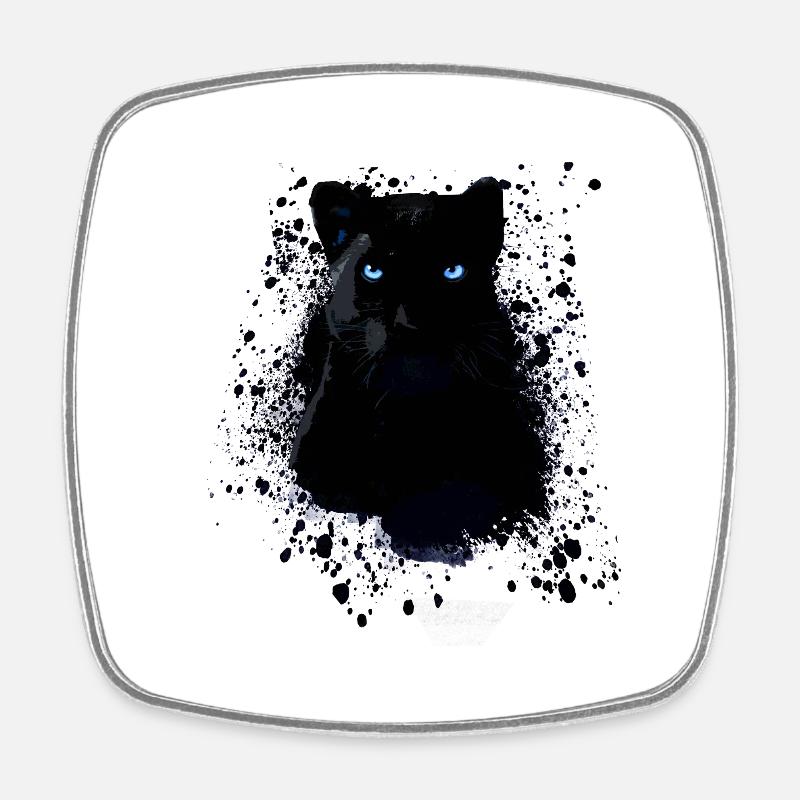 panthère noire, panthère, chat, emo, punk, graffiti - Magnet carré - blanc
