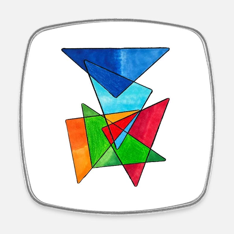 Coloured Triangles - Viereckiger Kühlschrankmagnet - Weiß