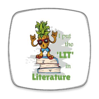 Lustige Sprüche Literatur Bücher Schreiben Ananas - Viereckiger Kühlschrankmagnet - Weiß - Vorne