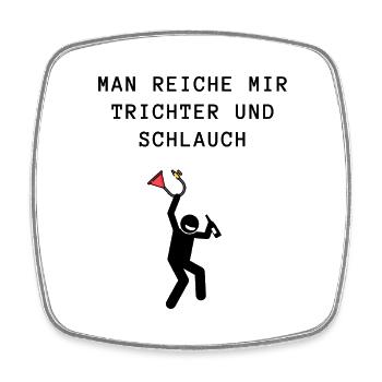 Alkoholsuff Trichter und Schlauch Saufurlaub Malle - Viereckiger Kühlschrankmagnet - Weiß - Vorne