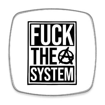 Text fuck the system - Viereckiger Kühlschrankmagnet - Weiß - Vorne