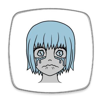 Unhappy sad girl face - Square fridge magnet - white - Front