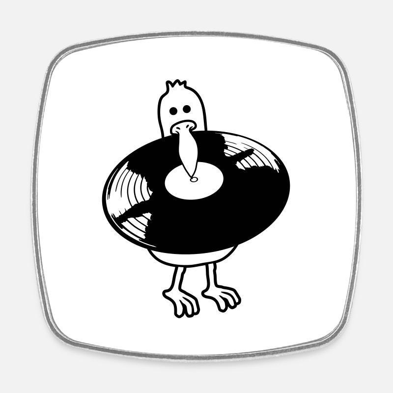 Vinyl Record Party Möwe - Square fridge magnet - white