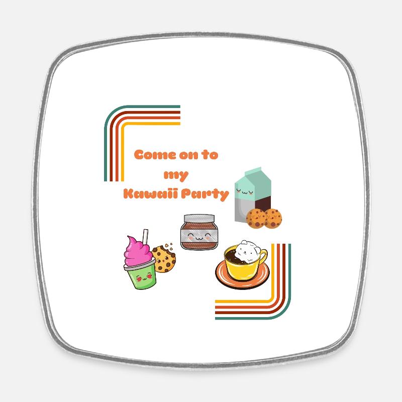 Kawaii Party - Square fridge magnet - white