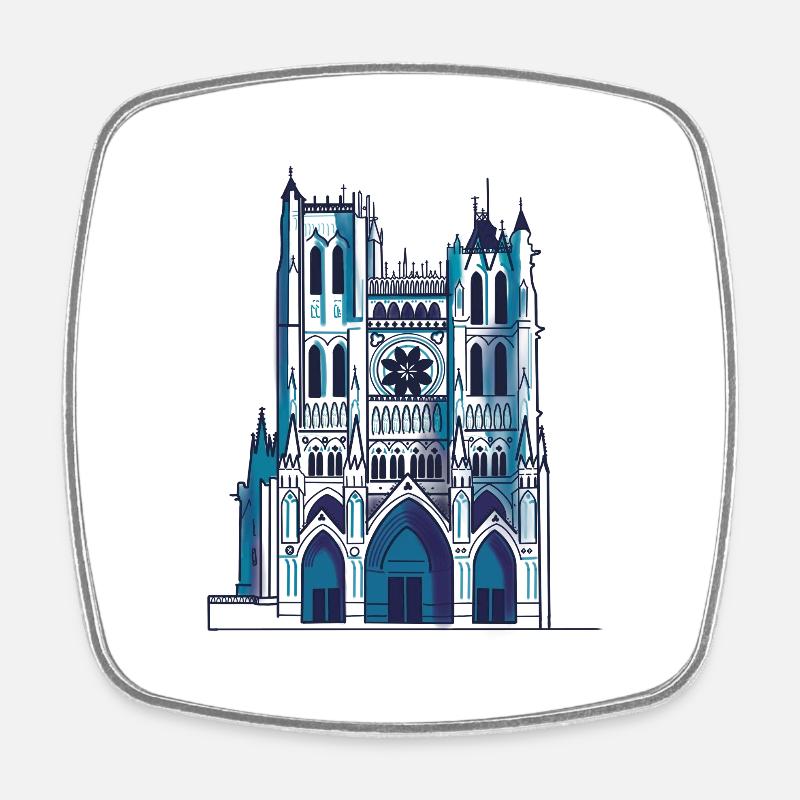 Amiens Cathedral - Square fridge magnet - white