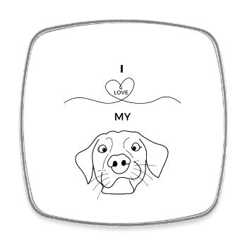 i love my Dog - Viereckiger Kühlschrankmagnet - Weiß - Vorne