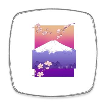 Japan Berg schönes design mit Blumen - Viereckiger Kühlschrankmagnet - Weiß - Vorne