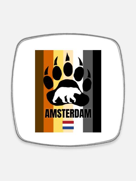 Schwuler Bär Amsterdam - Viereckiger Kühlschrankmagnet - Weiß