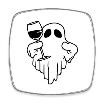 Comic Wine Drinking Spirit - Square fridge magnet - white - Front