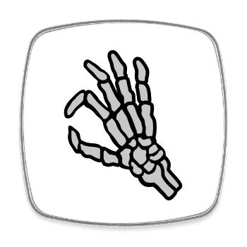 Skeleton hole look in gesture - Square fridge magnet - white - Front