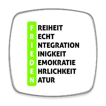 F R I E D E N - Viereckiger Kühlschrankmagnet - Weiß - Vorne
