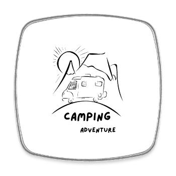 Camping Aventure - Motorhome Design - Magnet carré - blanc - Devant