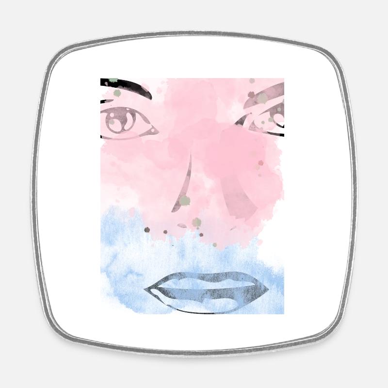 Face - Square fridge magnet - white