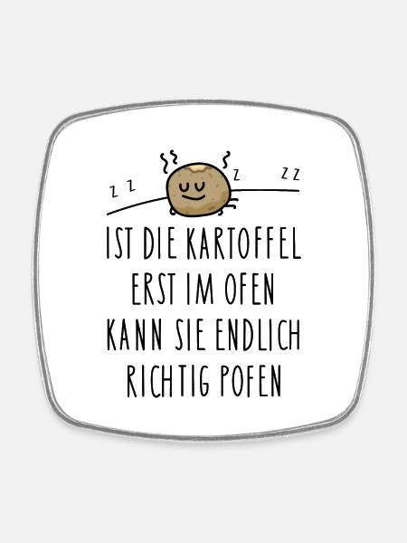 Kartoffel Sprüche - Viereckiger Kühlschrankmagnet - Weiß