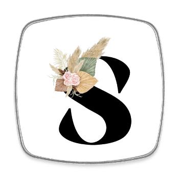 letter S flowery - Square fridge magnet - white - Front