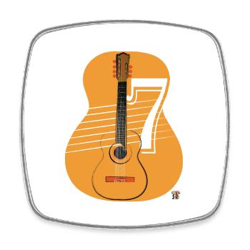 Violão de Sete - Siebensaitige Gitarre - Viereckiger Kühlschrankmagnet - Weiß - Vorne