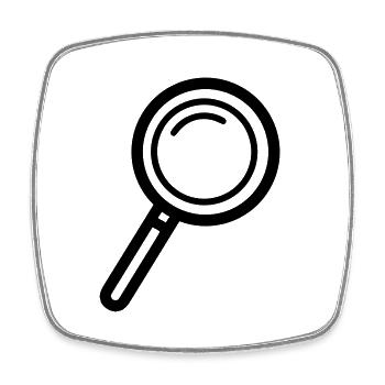 Magnifier Icon - Square fridge magnet - white - Front