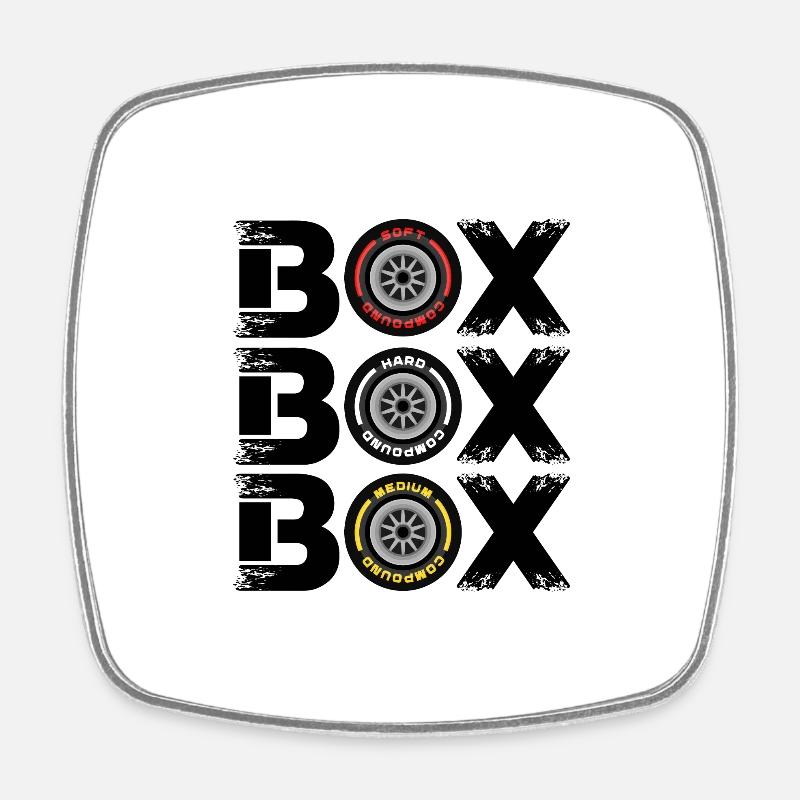 Box Box Box Grand Prix Tire Compound V2 Design - Magnet carré - blanc