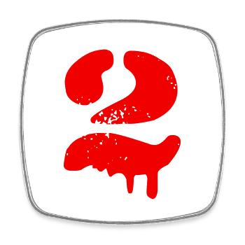 2 Number symbol - Square fridge magnet - white - Front