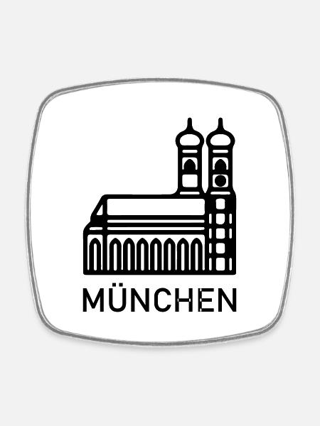 München - Viereckiger Kühlschrankmagnet - Weiß
