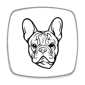 Französische Bulldogge Hund Kopf Illustration - Viereckiger Kühlschrankmagnet - Weiß - Vorne