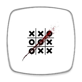 Tic Tac Toe - Viereckiger Kühlschrankmagnet - Weiß - Vorne
