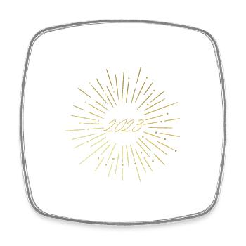 gold fireworks 2023 New Year 2023 gift, hello 2023 - Square fridge magnet - white - Front