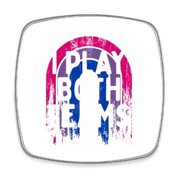 I Play Both Teams Bisexual LGBTQ Bi Pride Dating - Square fridge magnet - white - Front