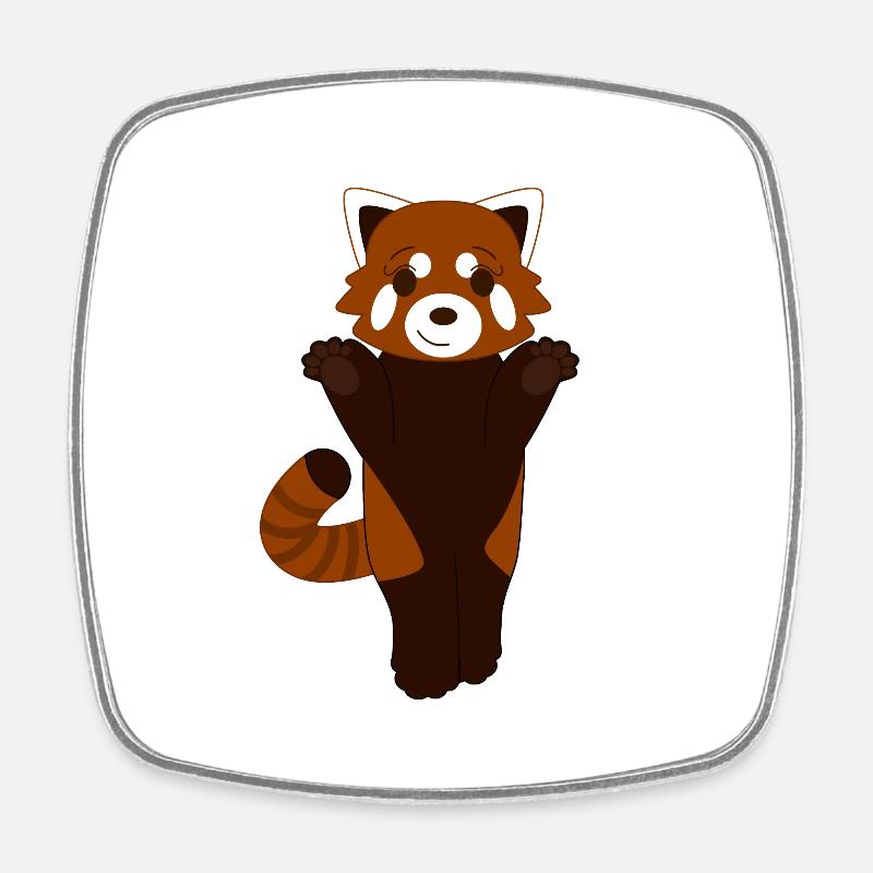 Red panda standing - Square fridge magnet - white