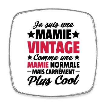 Je suis une mamie vintage / grand-mère vintage - Magnet carré - blanc - Devant