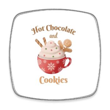 Hot Chocolate and Gingerbread Cookies - Square fridge magnet - white - Front