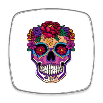 Totenkop créatif mexicain coloré - Magnet carré - blanc - Devant