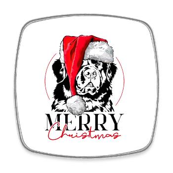 Père Noël TERRE-Neuve Joyeux Noël Chiens Wilsigns - Magnet carré - blanc - Devant